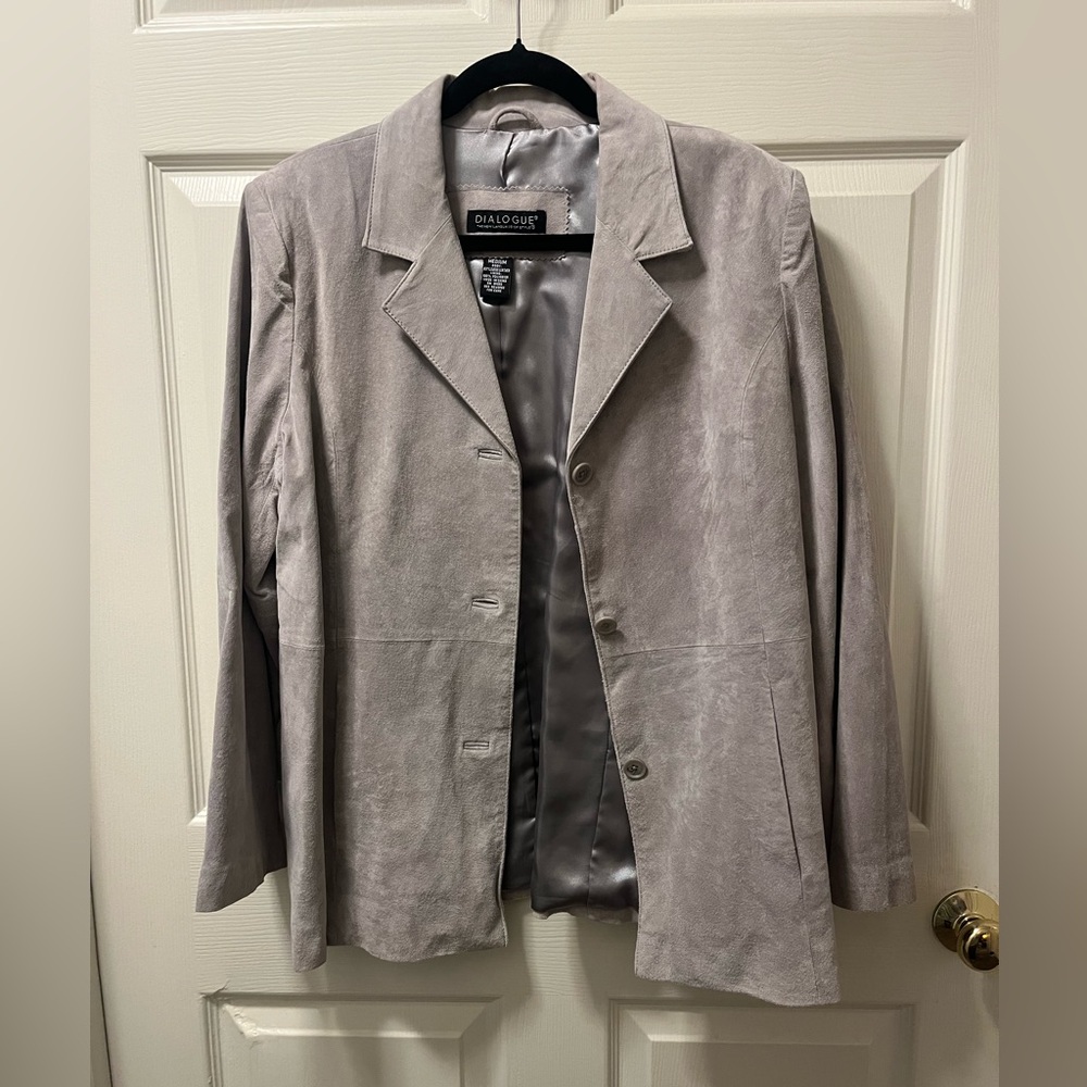 Dialogue Women's‎ Light Gray Suede Lined Blazer Sz Med. Spring/Fall Wear